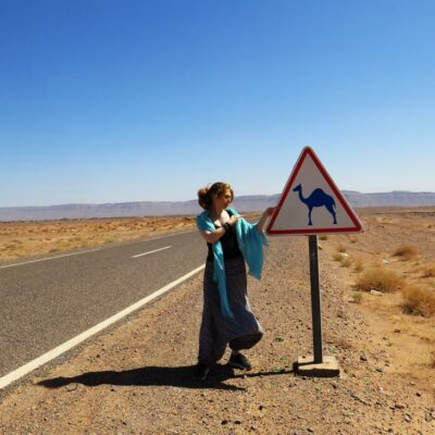 moroccan escapade camel road sign